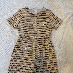 Maje Tweed Mini Dress in Yellow and Black Size 2 Excellent Condition
